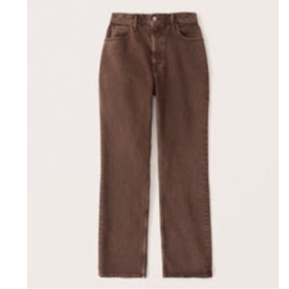 Abercrombie & Fitch High-Rise Straight-Leg Jeans in Brown